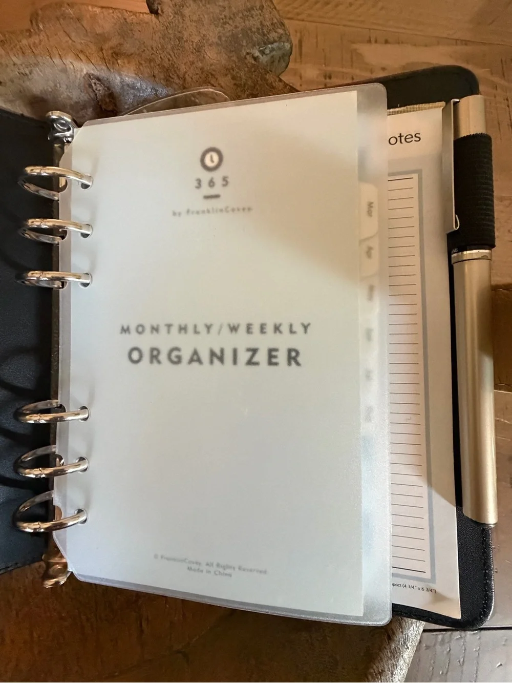 Franklin Covey 365 Monthly/Weekly 6-Ring Taupe Snap-Closure Organizer Nice